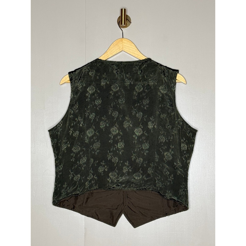Vintage Patchwork Tapestry Vest Embroidered Velvet Boho Cottagecore L 12/14 - Picture 3 of 6
